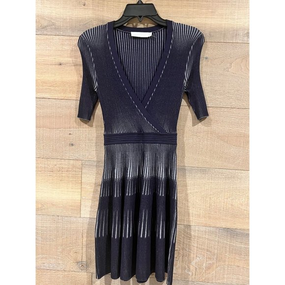 NEW SIMKHAI Nadya Compact Rib Wrap Skater Mini Dress SIZE S - Picture 4 of 9